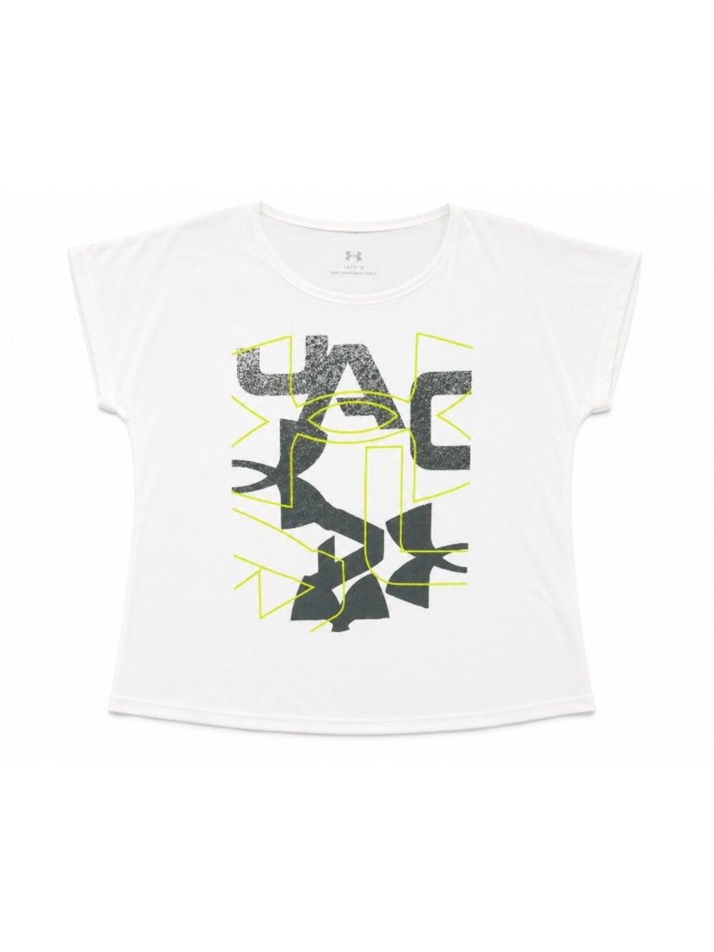 Under Armour Women Heat Gear Short Sleeve Graphic Top Loose Fit White Large